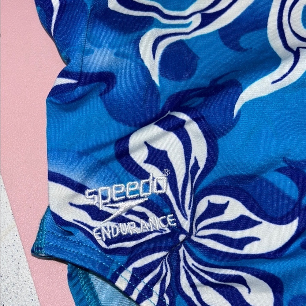 Blue and White Speedo Endurance Floral Swimsuit - Picture 3 of 10